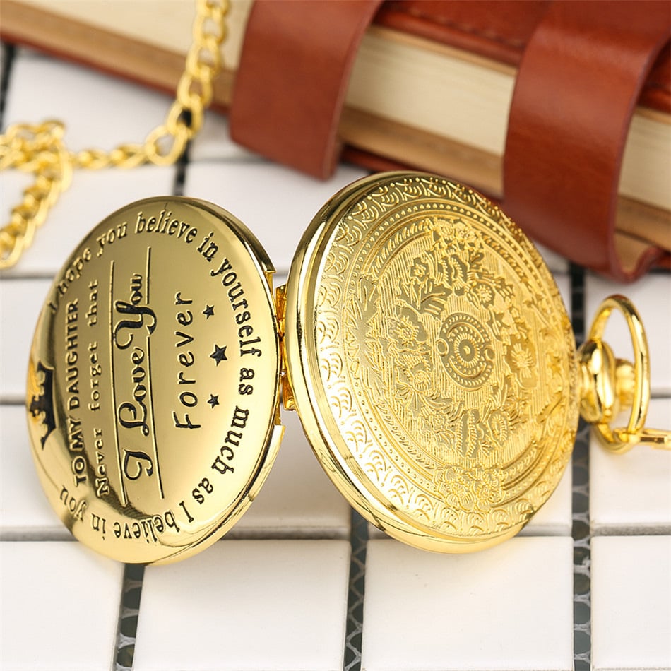 "TO MY SON\/ DAUGHTER\/ DAD" Quartz Pocket Chain Watch