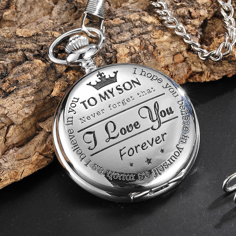 "TO MY SON\/ DAUGHTER\/ DAD" Quartz Pocket Chain Watch