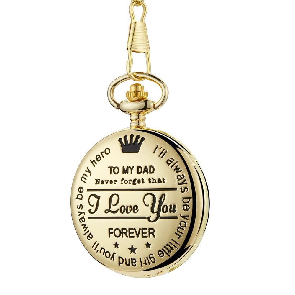 "TO MY SON\/ DAUGHTER\/ DAD" Quartz Pocket Chain Watch