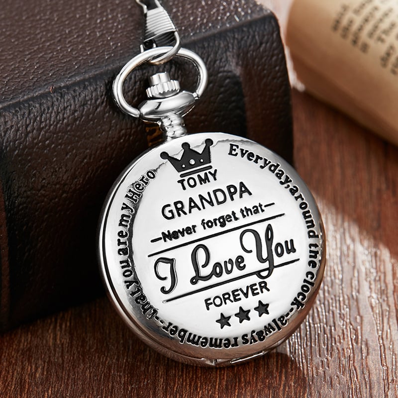 "TO MY SON\/ DAUGHTER\/ DAD" Quartz Pocket Chain Watch