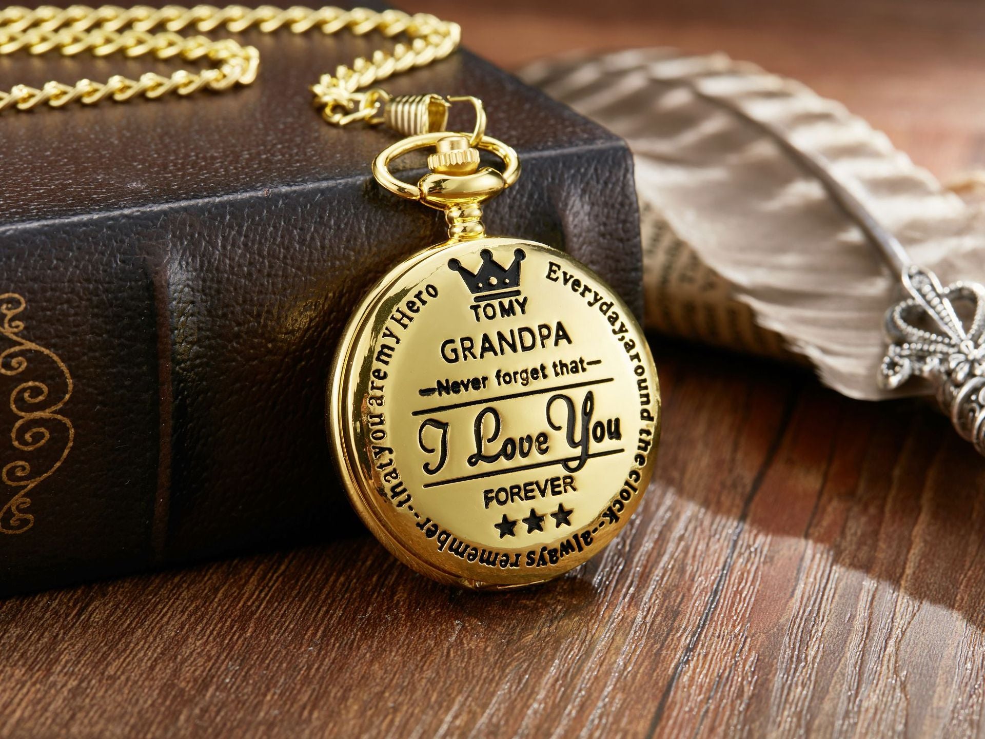 "TO MY SON\/ DAUGHTER\/ DAD" Quartz Pocket Chain Watch