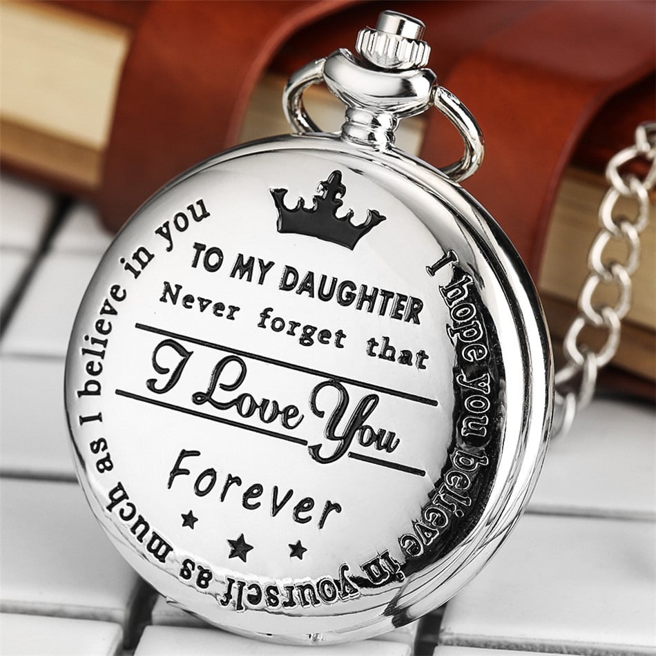 "TO MY SON\/ DAUGHTER\/ DAD" Quartz Pocket Chain Watch