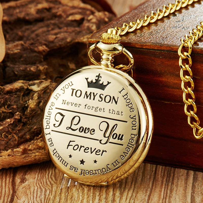 "TO MY SON\/ DAUGHTER\/ DAD" Quartz Pocket Chain Watch